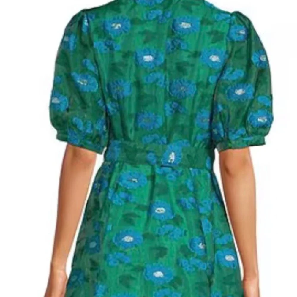 Green Floral Maxi Dress with Tie Waist - Picture 6 of 9